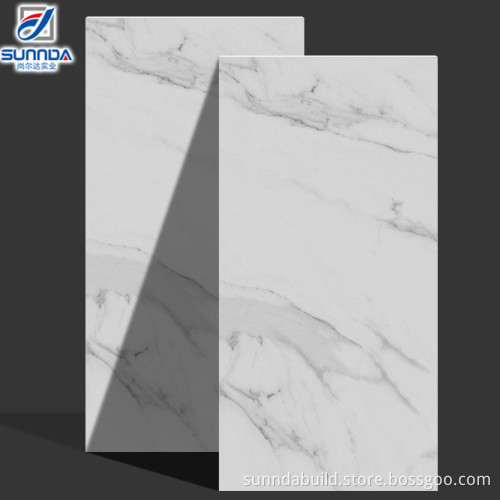 newest hot selling inkjet printing super glossy full glazed calacatta white porcelain marble porcelain flooring tiles